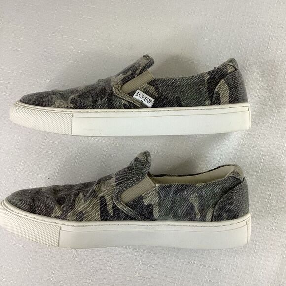 J Crew Women’s Canvas slip on Camo Chunky Sneakers Size 6.5 - Picture 5 of 10